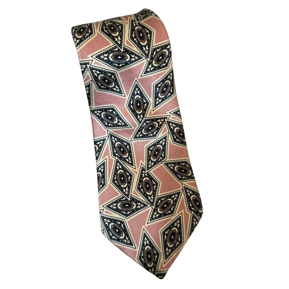 Oscar de la Renta Couture‎ Silk Geometric Diamond Men's Necktie Pink
